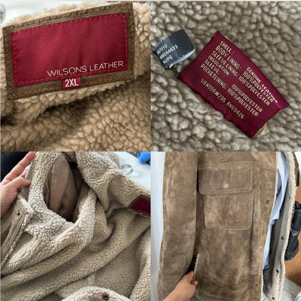 Vintage Wilson’s Leather Brown Weathered Suede Sherpa Lined Men’s Jacket. - Picture 7 of 8